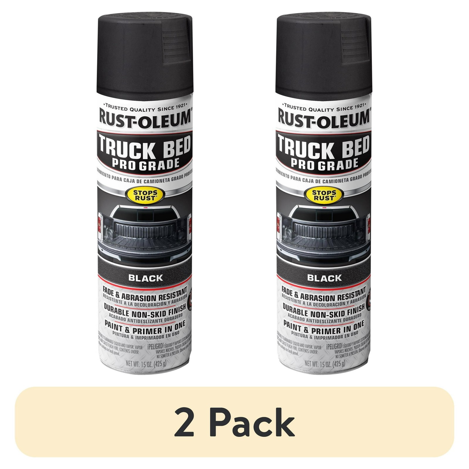 (2 pack) Black, Automotive Professional Grade Truck Bed Coating Flat Spray Paint