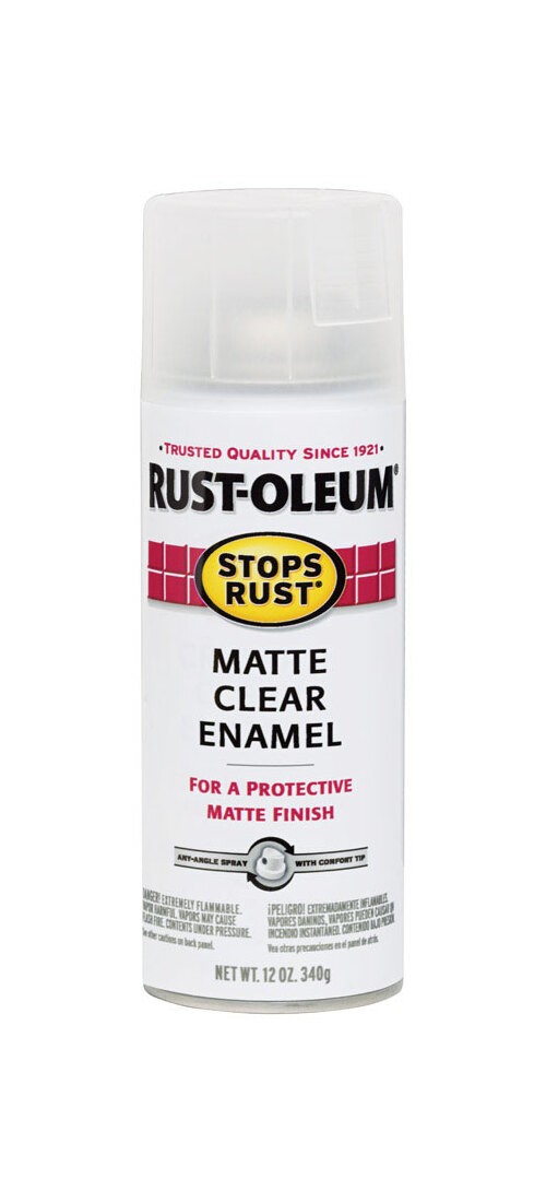 STOPS RUST Enamel Spray Paint, Matte, Clear, 12 oz, Aerosol Can