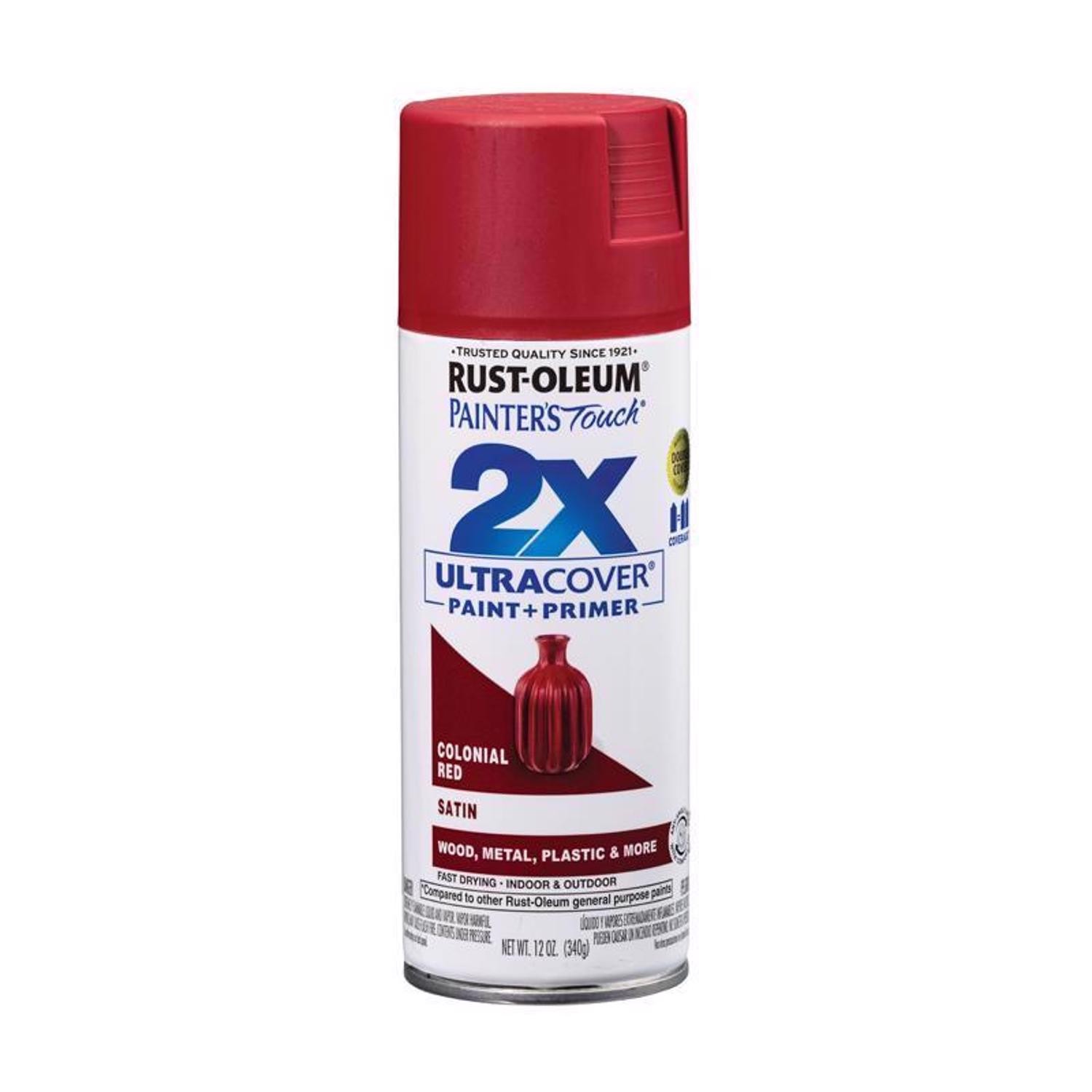 Rust-Oleum 249082 Painter’s Touch 2X Ultra Cover Satin Colonial Red Spray Paint