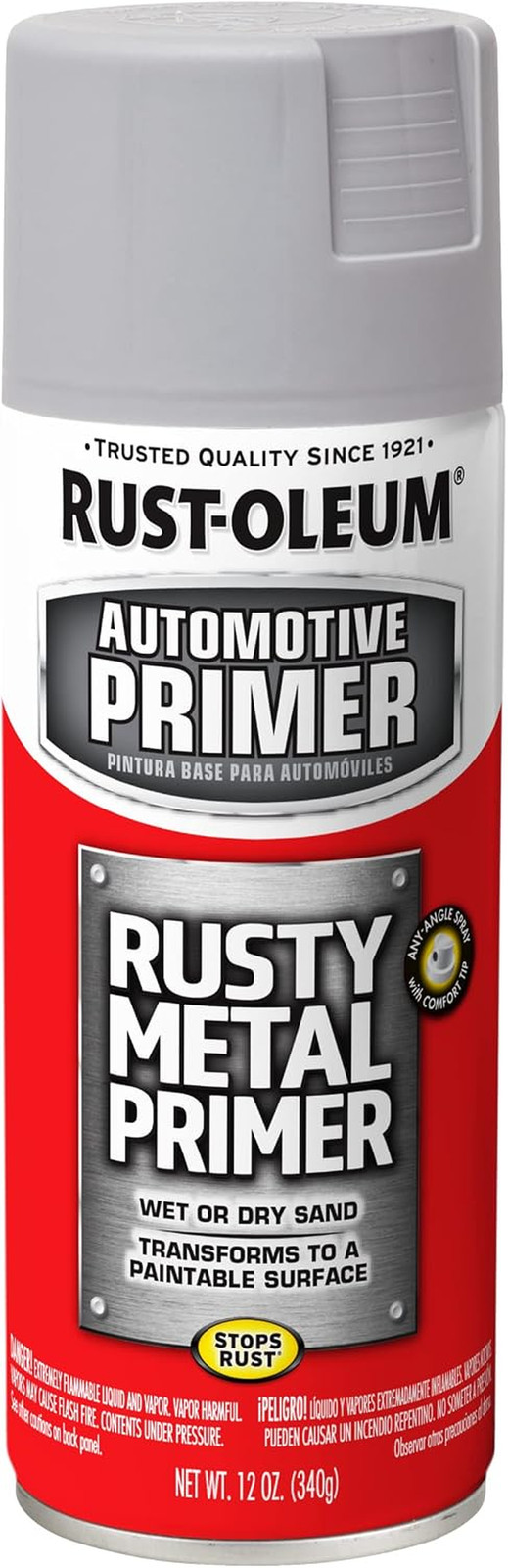 249331 Automotive Rusty Metal Primer Spray Paint, 12 Oz., Light Gray