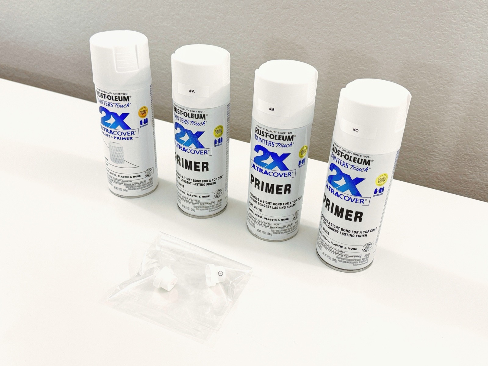 Rustoleum Spray Paint White + Primer Set, 1 New 3 Used, Sold As Is 4pcs
