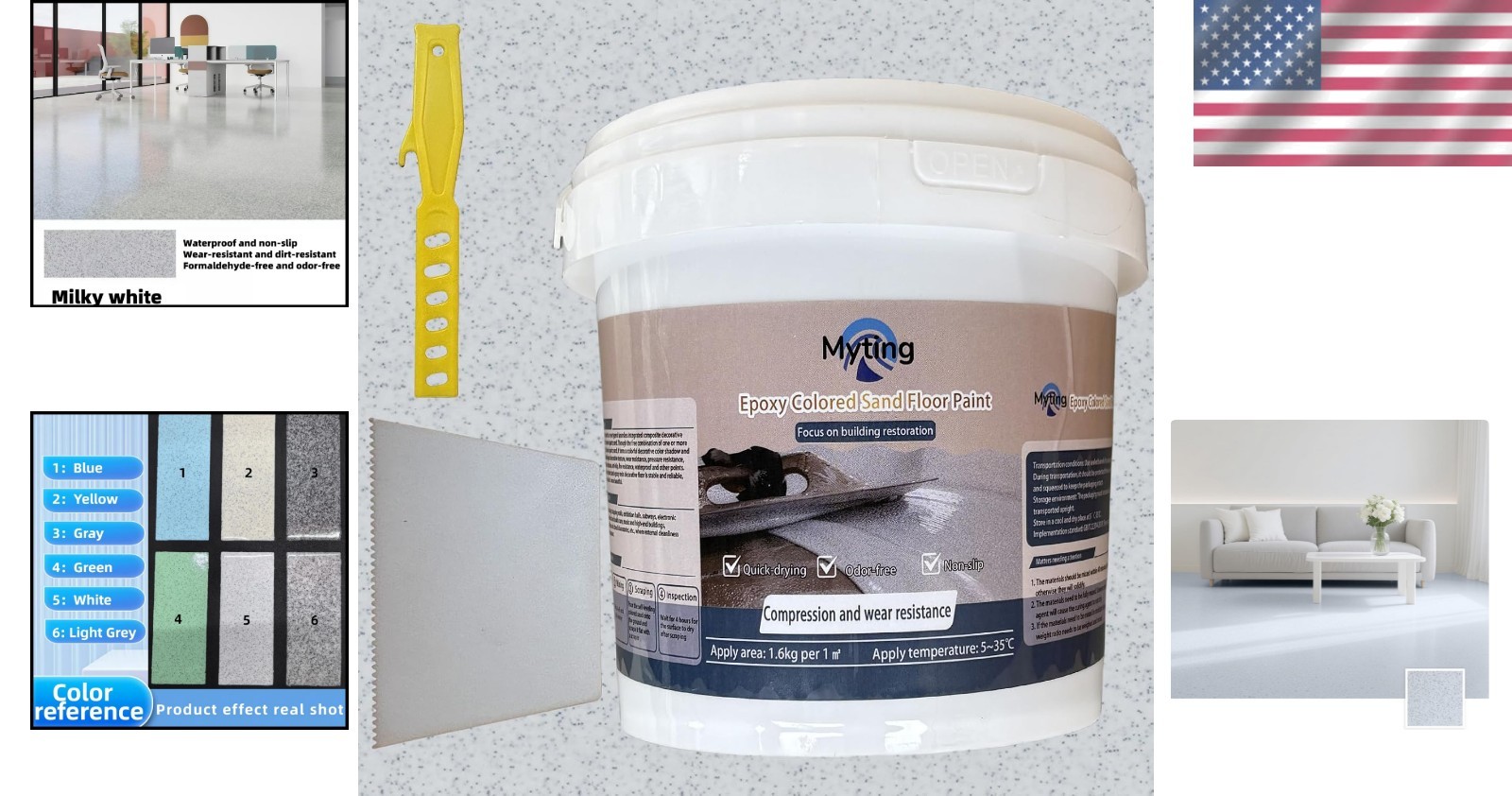 Epoxy Colored Sand Floor Paint – High Gloss Marble Effect, Stain Resistant 35 OZ