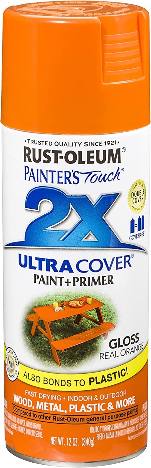 Rust-Oleum 249095 Painter’s Touch 2X Ultra Cover 12 Ounce Gloss Real Orange