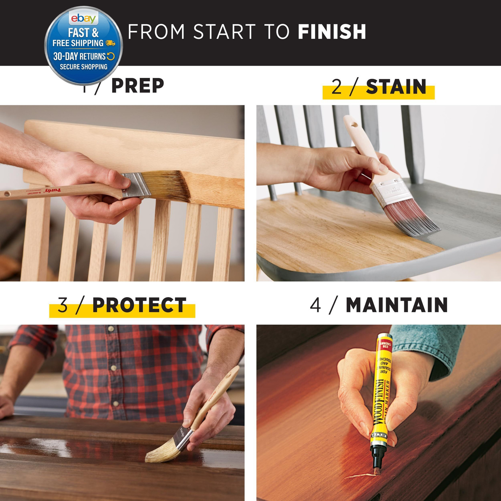 PolyShades Wood Stain + Polyurethane Finish – ½ 0.25 Quart, Pecan