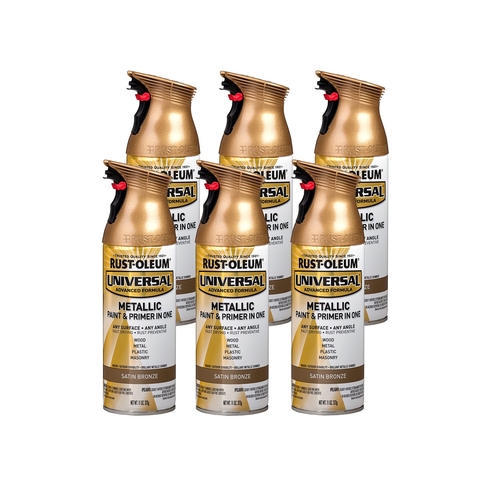 Rust Oleum Satin Bronze Spray Paint Pack Of 6 11 Ounce For All Surfaces