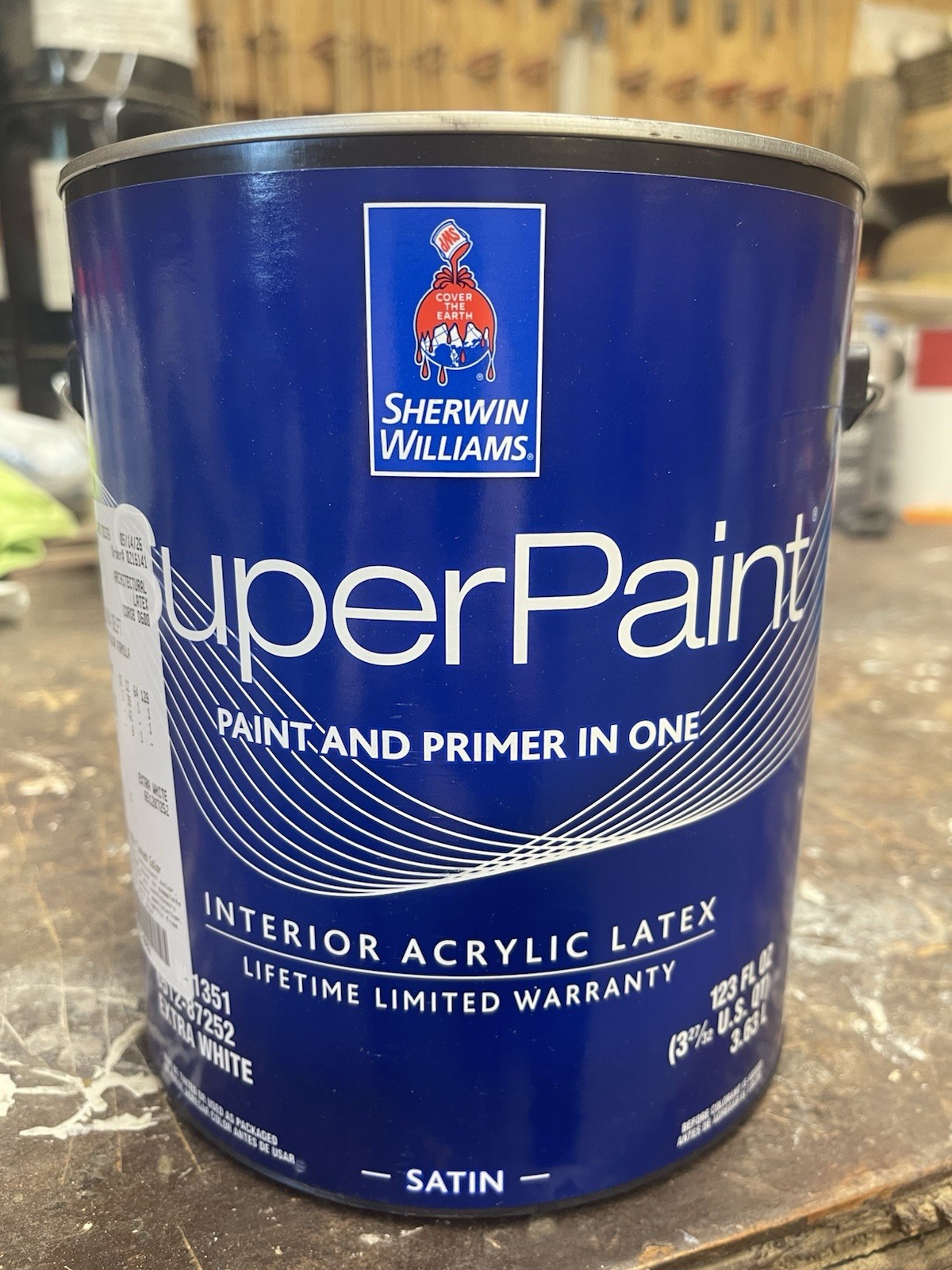 1 Gallon Sherwin Williams Super Paint Interior Satin/ 9134 Delft Blue/ Green