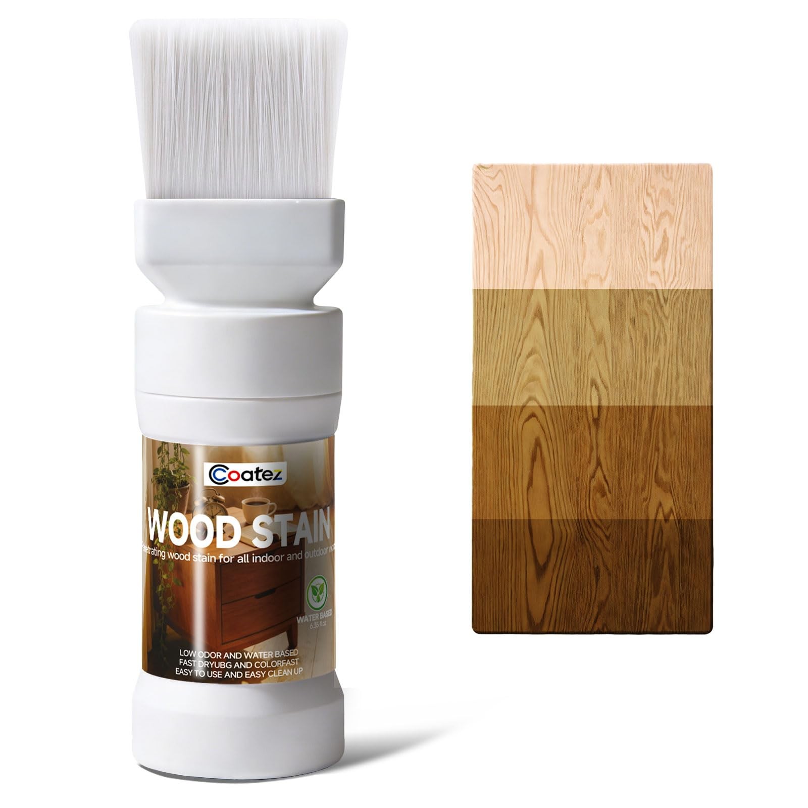 COATEZ Wood Stain – Teak, 6.35 Fl Oz Water Based Wood Stain and Sealer in One…