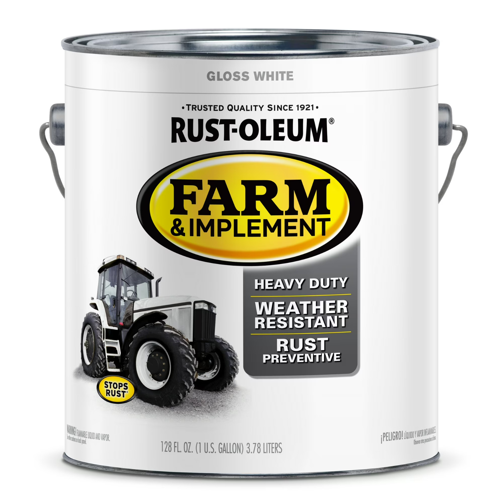 White, Rust-Oleum Gloss Farm and Implement Paint- Gallon – Stops Rust, Durable