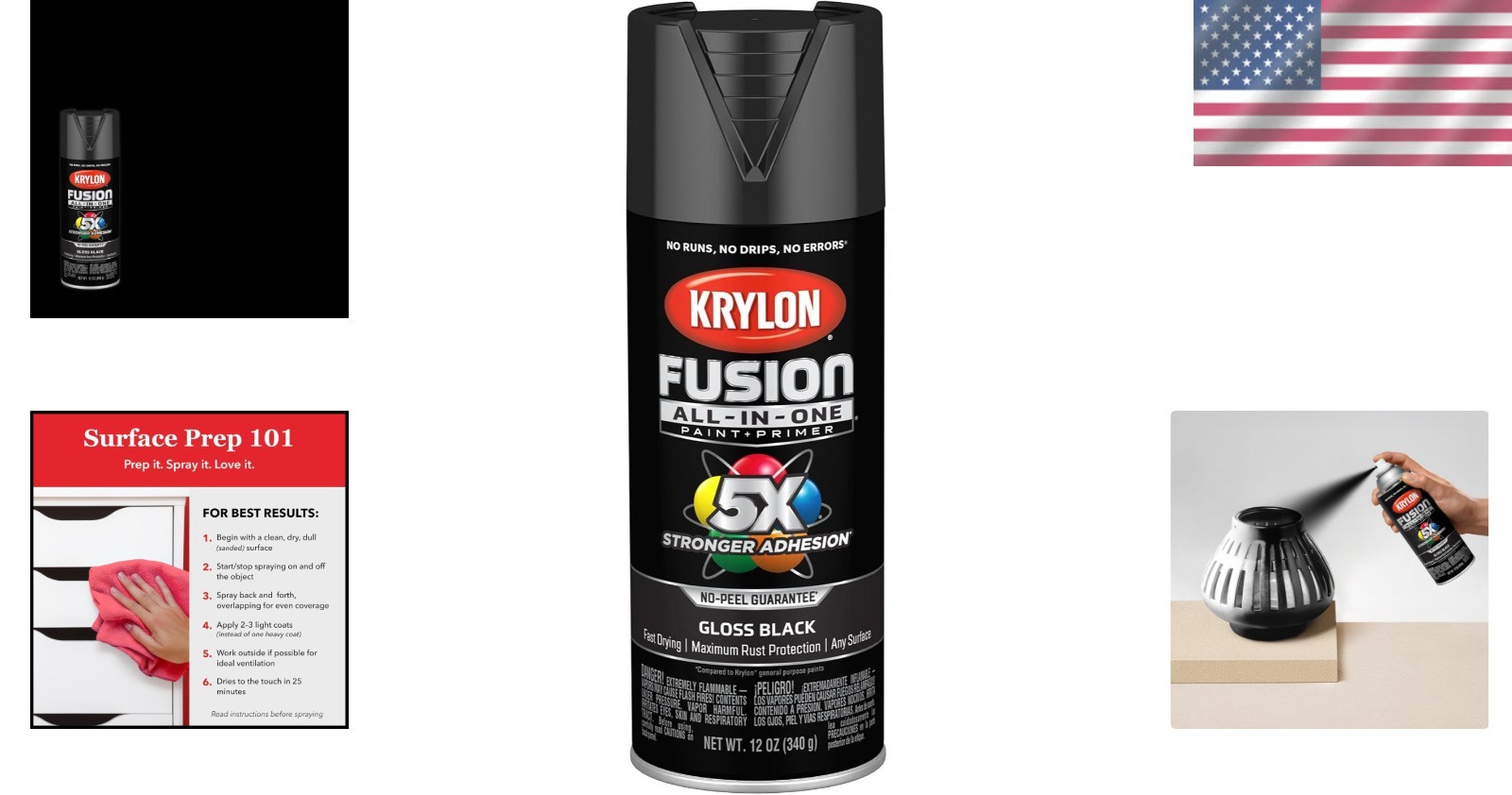 Rust Resistant Gloss Black Spray Paint 12oz – All-Purpose for Indoor/Outdoor Use