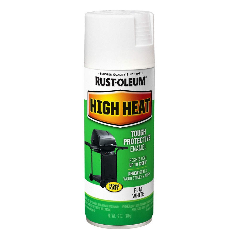 RUST-OLEUM 7751830 Spray Paint, High Heat,White,12 oz. 3KYU9