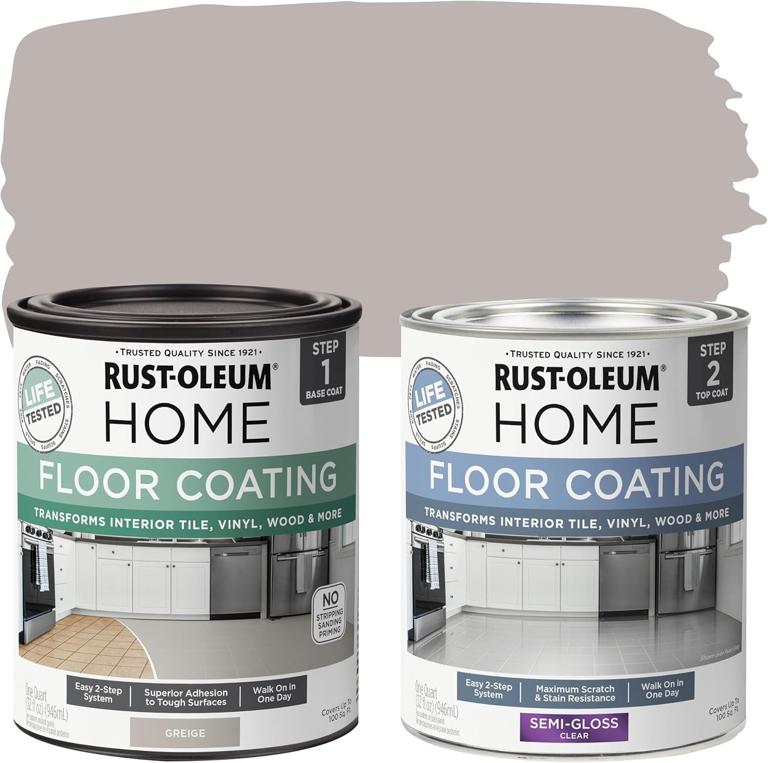Semi-Gloss Greige Home Interior Floor Coating Kit – 367602