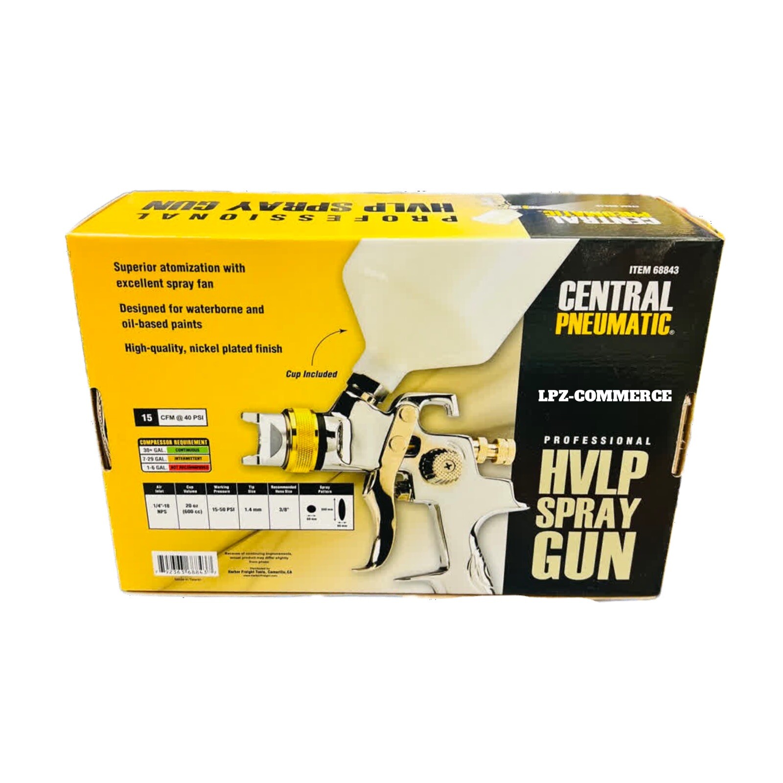 Central Pneumatic Professional HVLP Auto Paint Restoration Spray Gun 20 oz.*NEW*