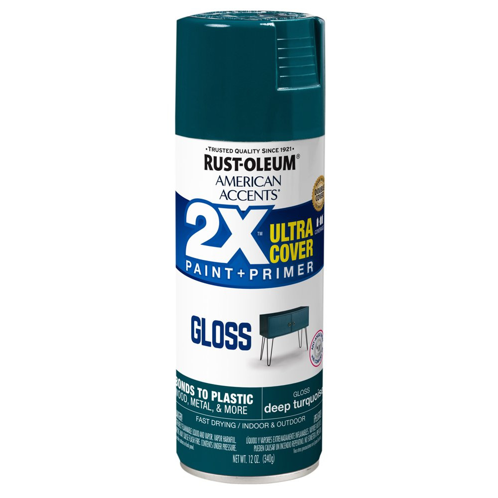 Multi-Surfaces 2X Ultra Cover Gloss Deep Turquoise Spray Paint Shiny Smooth Look