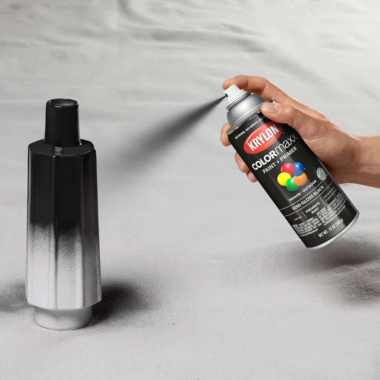 Versatile Black Aerosol Spray Paint – Krylon Colormaxx 12 Oz for Indoor/Outdoor