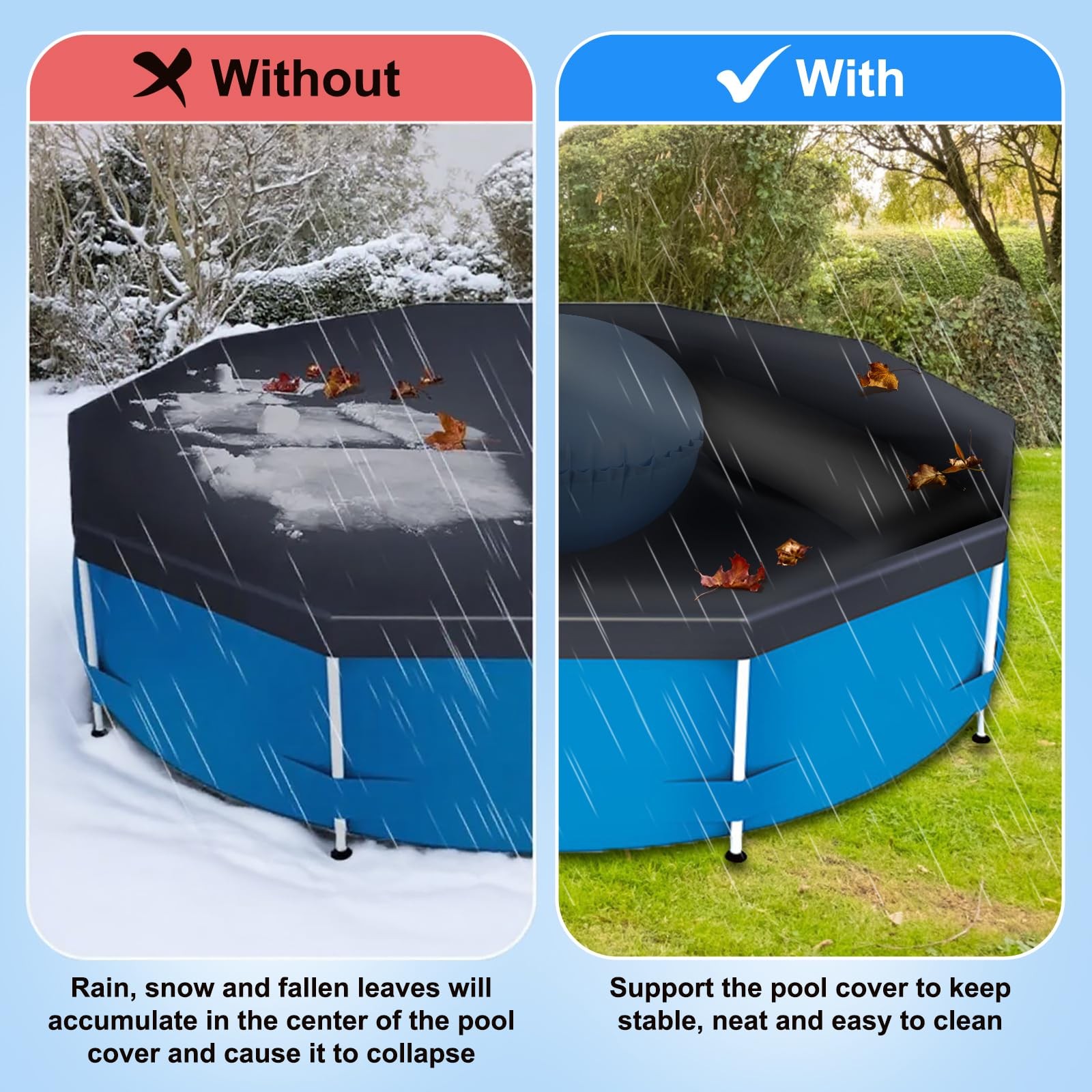 Pool Pillows for Above Ground Pools, Ultra Thick & Durable 4 X 4 Feet, Blue