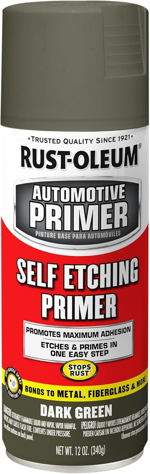 Automotive Self Etching Primer Spray 12 Oz Matte Dark Green US
