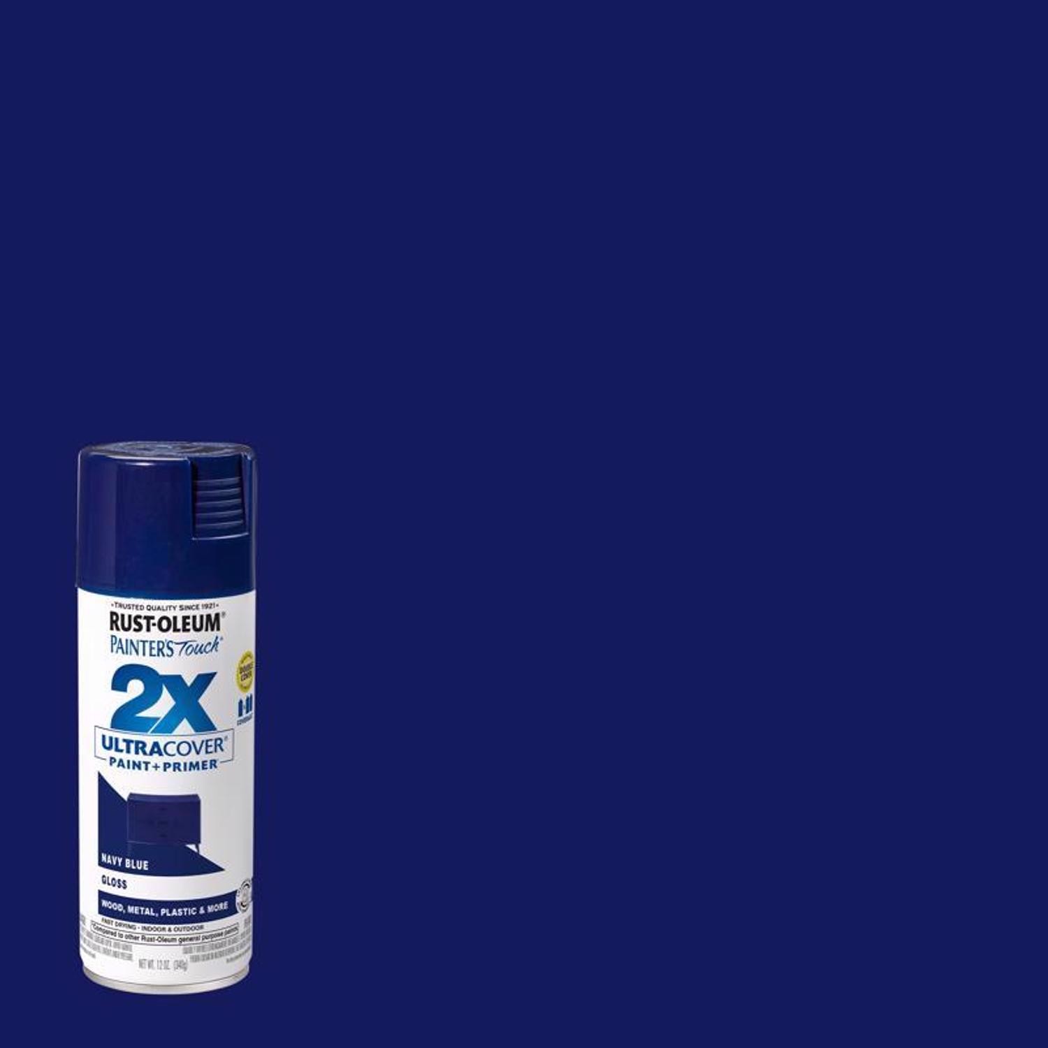 Rust-Oleum 249098 2X Ultra Cover Gloss Navy Blue Spray Paint 12 oz. (Pack of 6)