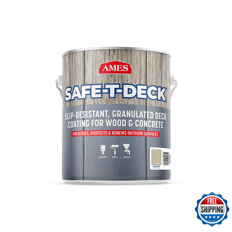 Ames Safe-T-Deck Granulated Formula Exterior Paint – 1 Gallon Khaki Tan Paint –