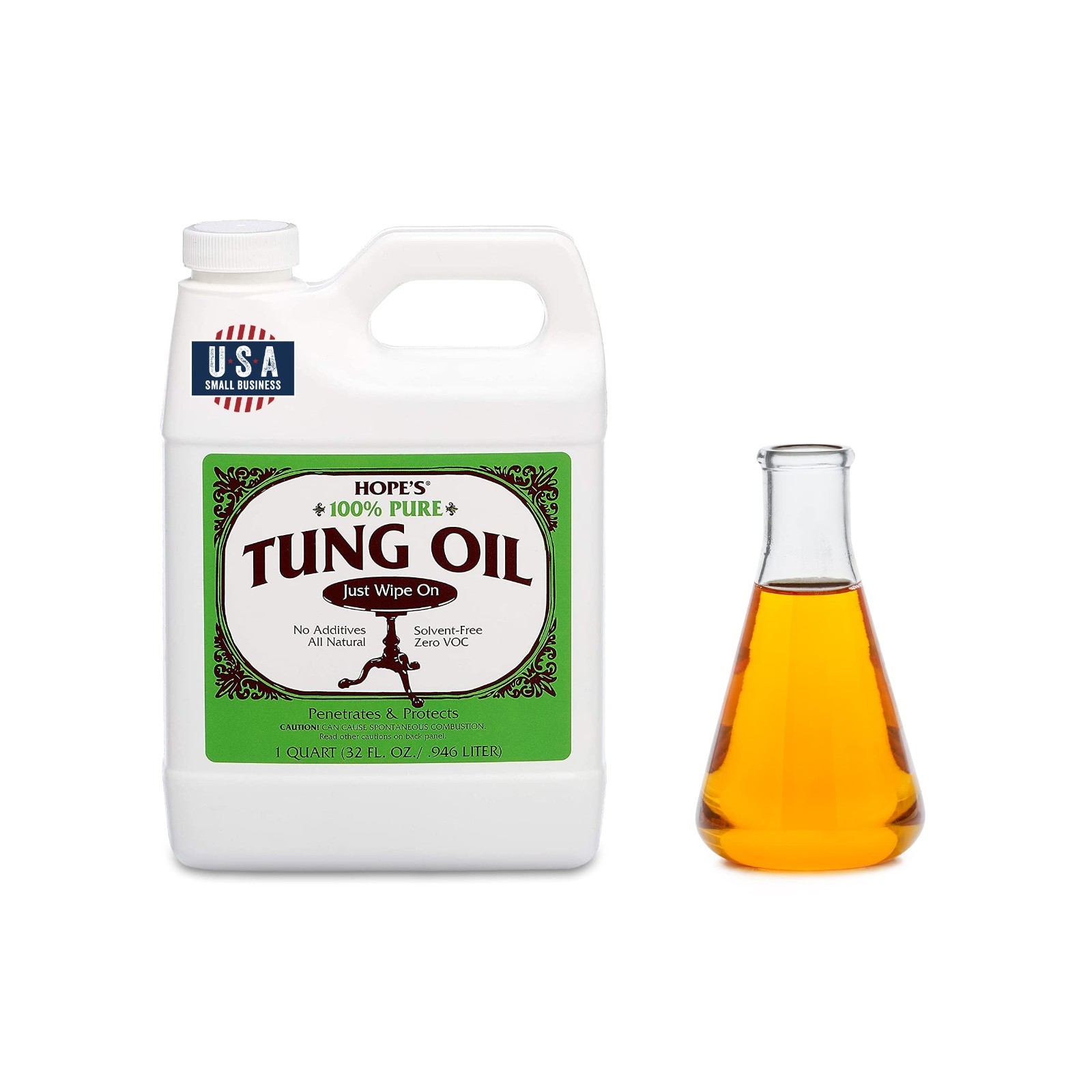 100% Pure Tung Oil – Food Safe Natural Wood Finish & Sealer, 32 Fl Oz, Waterproo