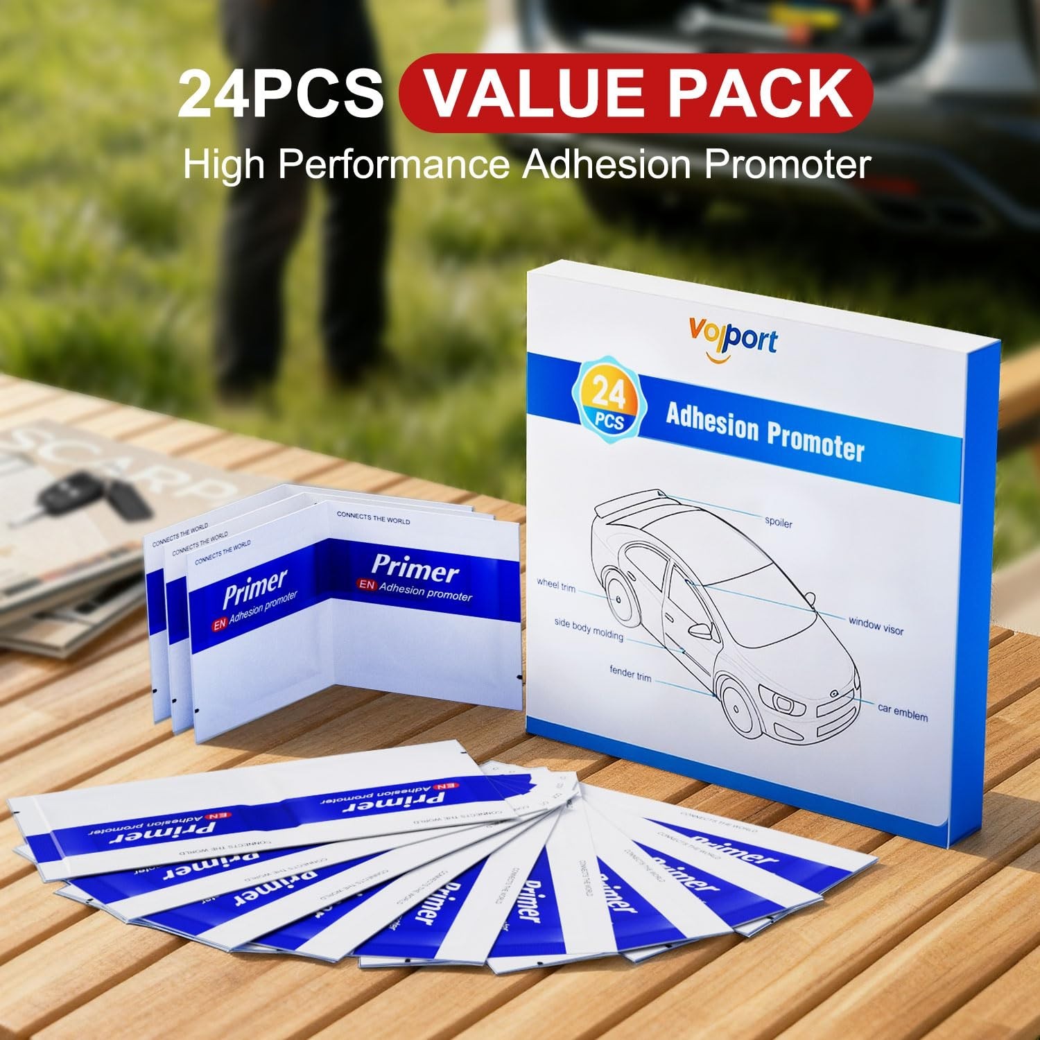 24Pcs Adhesion Promoter Wipes for Double Sided Tape, High Bond Adhesive Prime…