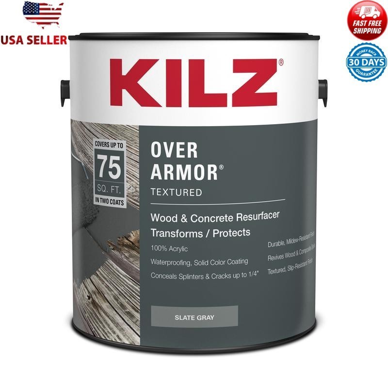 Waterproof Slip-Resistant Textured Coating Wood Concrete Resurfacing 1 Gallon US