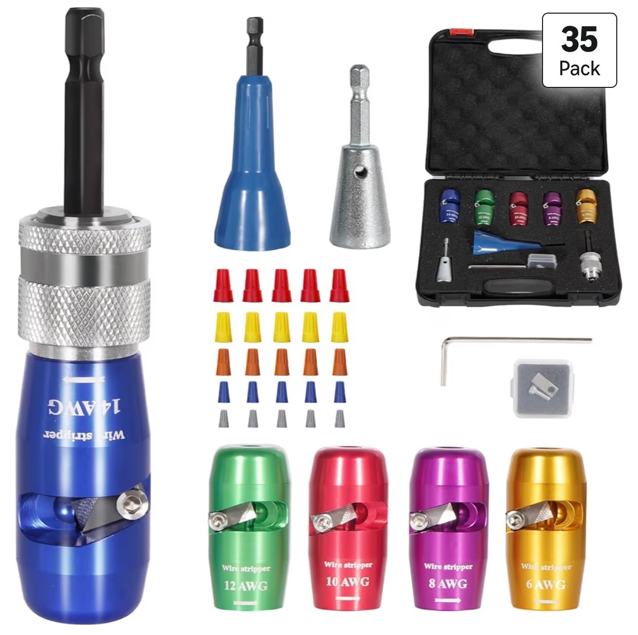 Wire Stripper for Drill, 35 in 1 New Drill Wire Stripper Professional 35PCS Set
