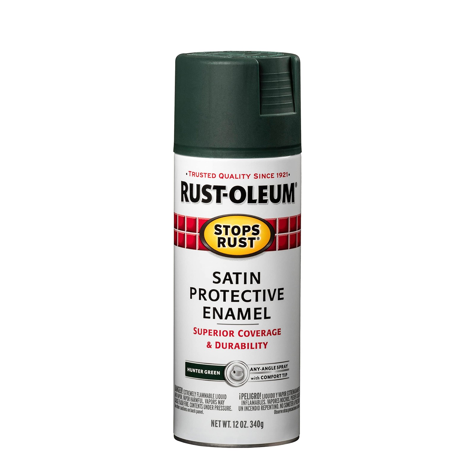 Rust Oleum Satin Enamel Spray Paint 12 Ounce Hunter Green Durable Finish