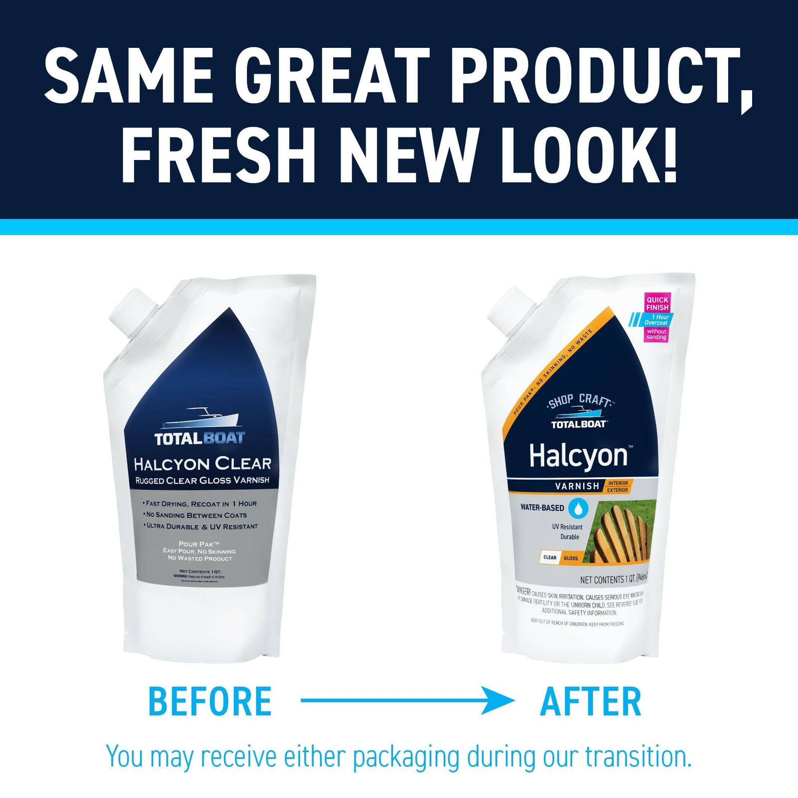 TotalBoat-513021 Halcyon Marine Varnish (Clear Amber, Quart) | Water-Based Po…