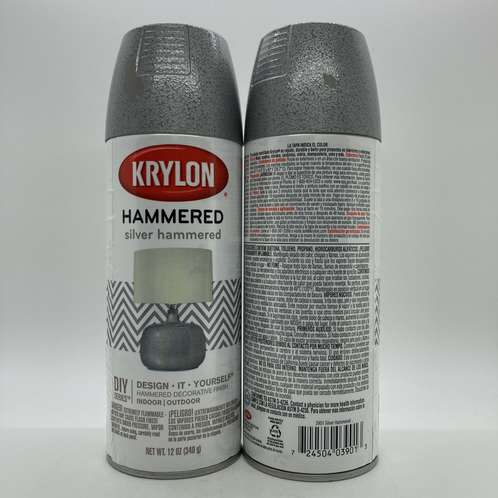 2 Pack – Krylon Silver Hammered Finish Spray Paint 3901, 12 oz each