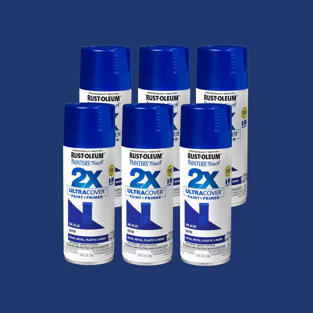 12 Oz. Satin Ink Blue General Purpose Spray Paint (6-Pack)