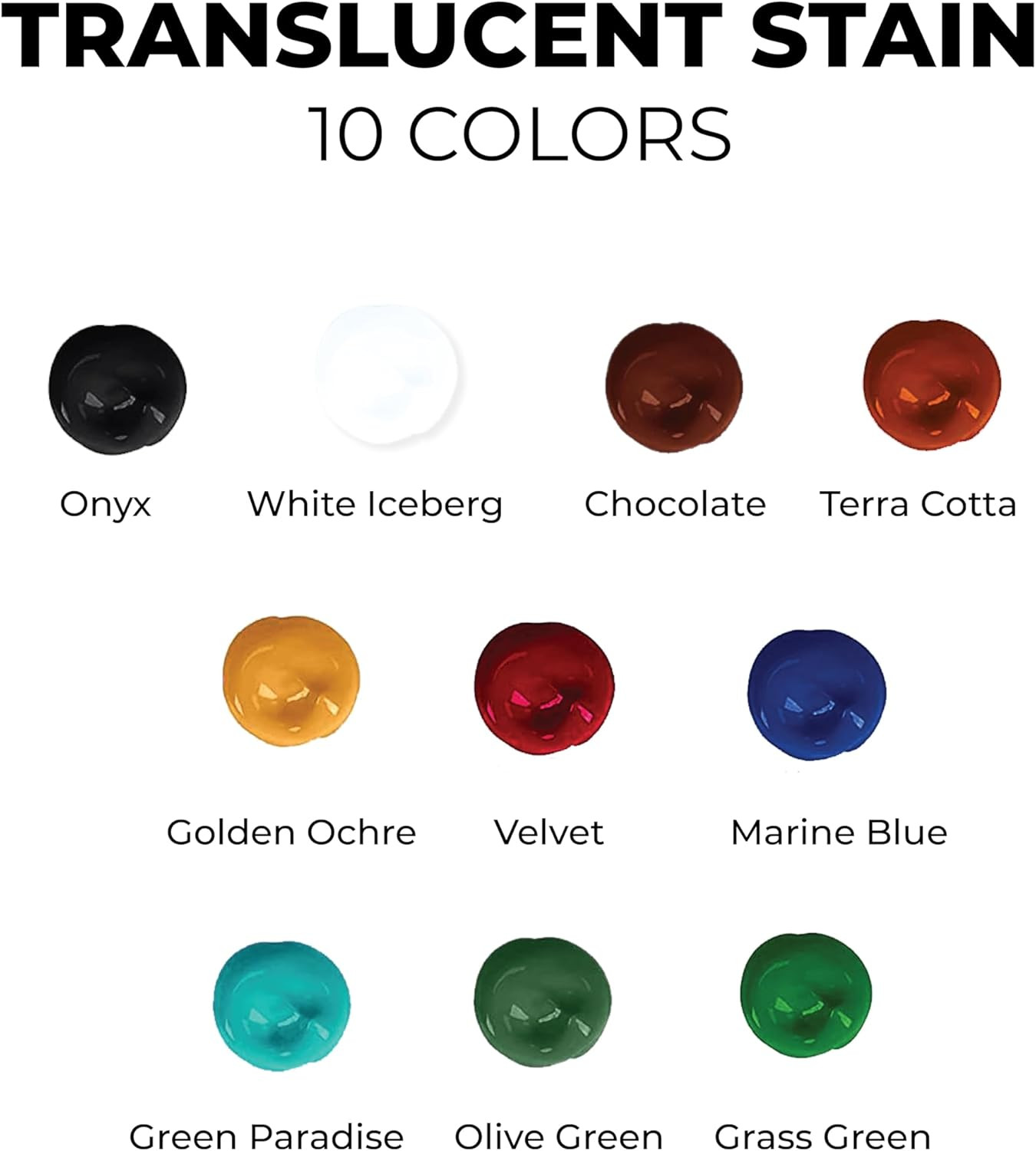 10-Piece Water-Based Kit – Vibrant Semi-Translucent Colors for Wood and Artisti