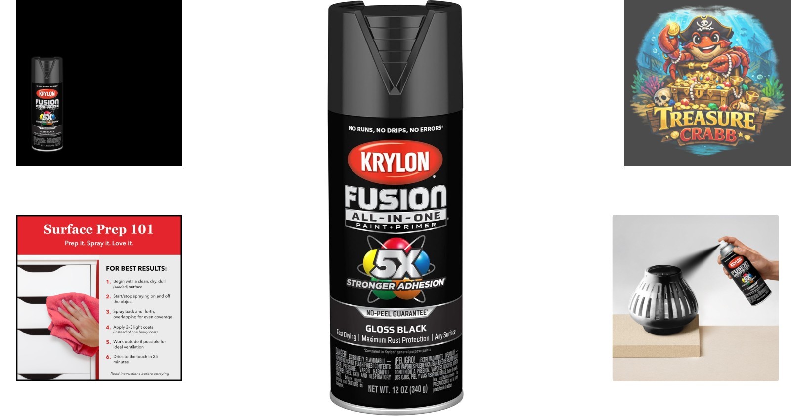 Fusion 12 oz Aerosol Adhesive Spray Paint – Rust Resistant for Indoor/Outdoor