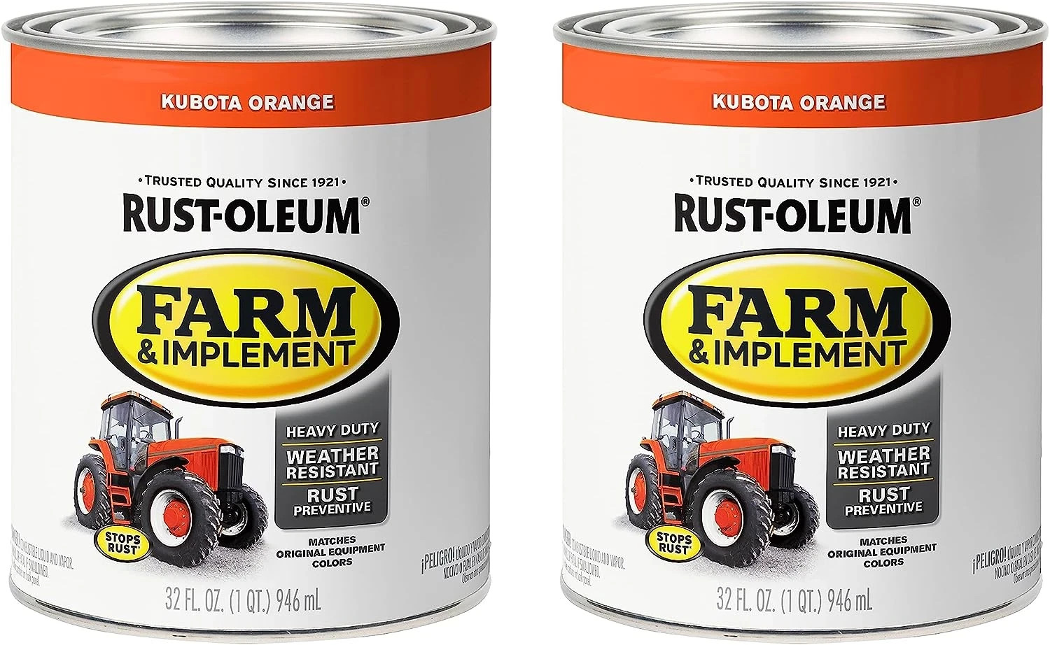 280159-2PK Farm & Implement Enamel Paint, Quart, Kubota Orange, 32 Fl Oz (Pack o
