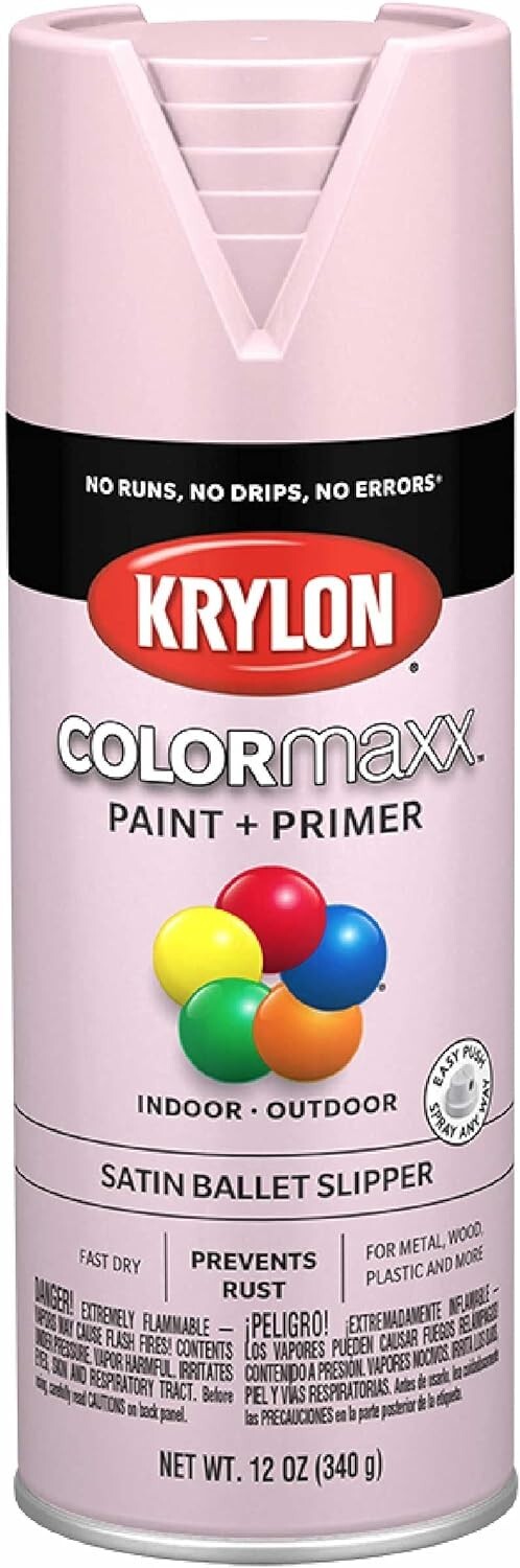 3 Krylon COLORmaxx Pink Gloss Spray Paint and Primer, 12 Ounce