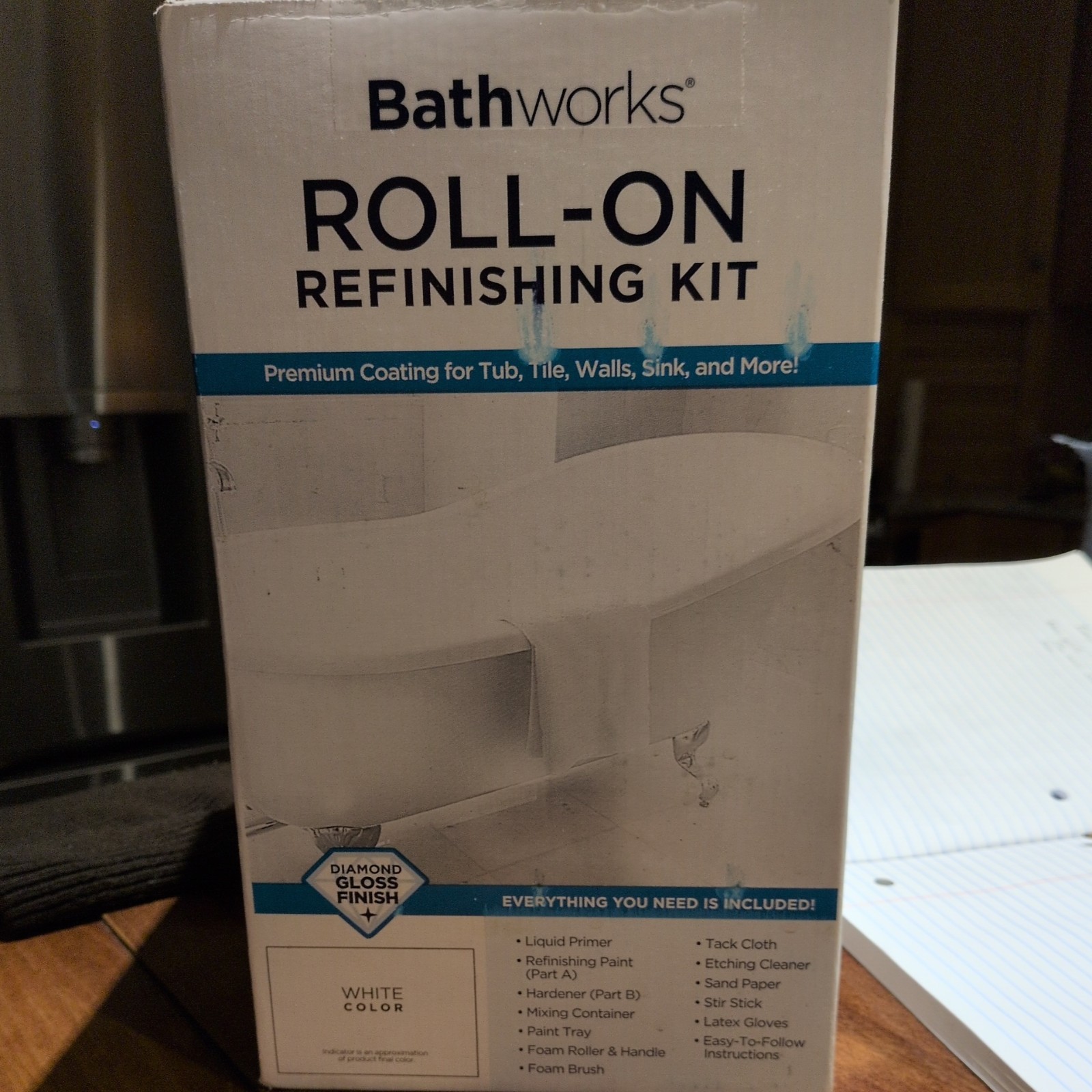 Bathworks Quick-Dry Roll-On Refinishing Kit – 22 fl oz, High Gloss White