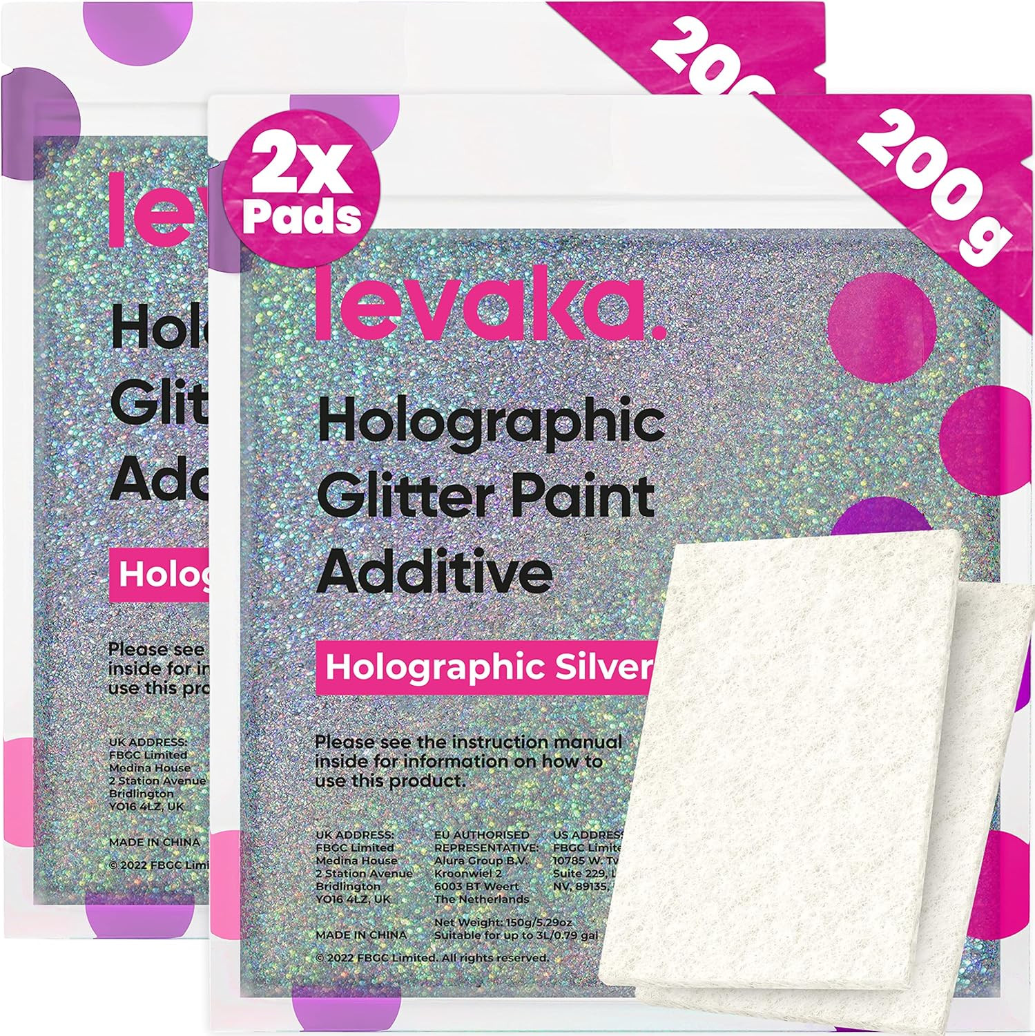 LEVAKA Glitter Paint Additive for Walls – Holographic Silver Paint Glitter for P