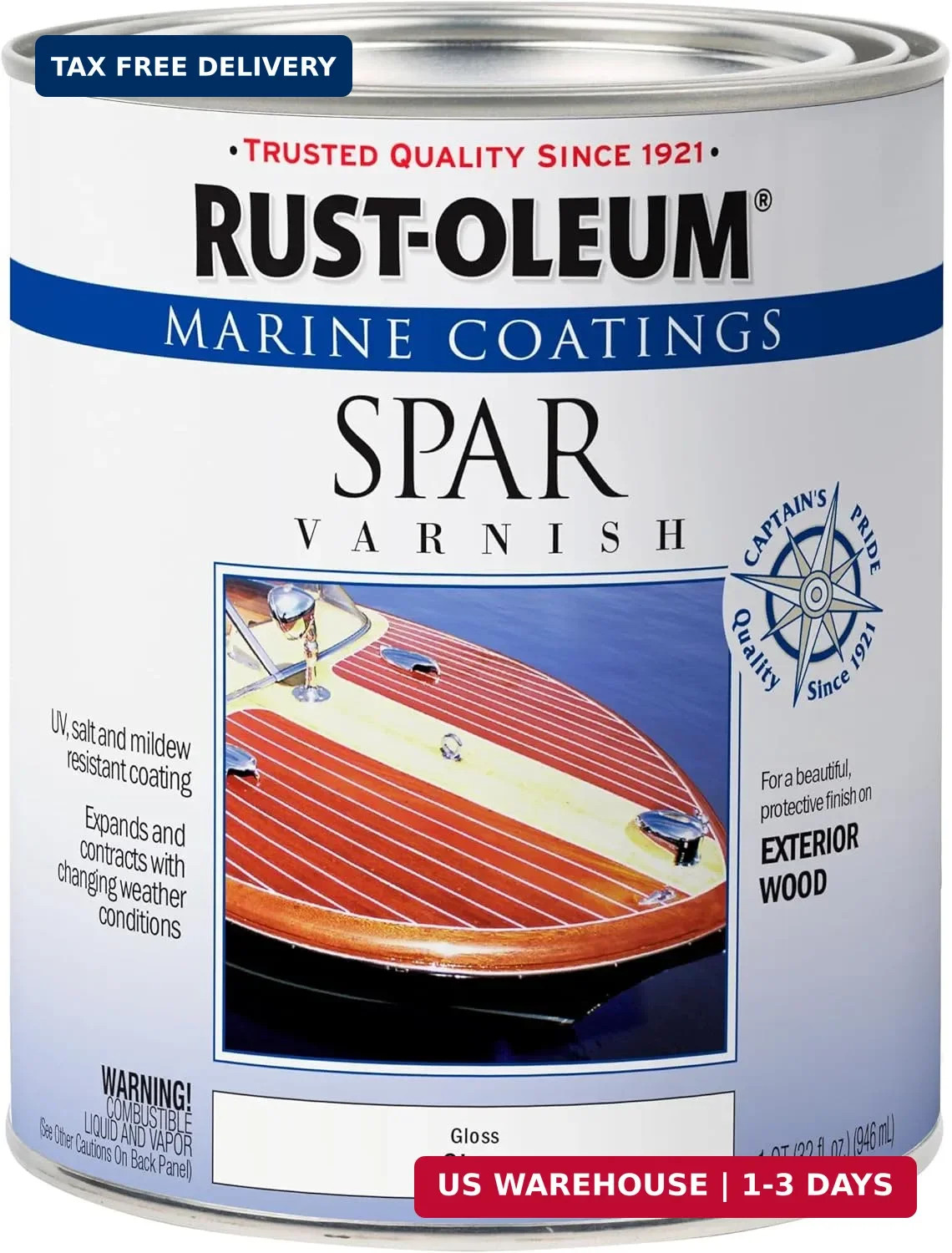 Rust-Oleum 207008 Marine Spar Varnish, Quart
