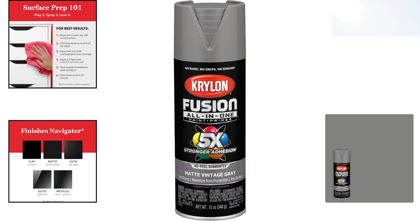 Elegance in a Can: 12 Oz. Vintage Gray Matte Spray Paint – Fast-Drying & Durable