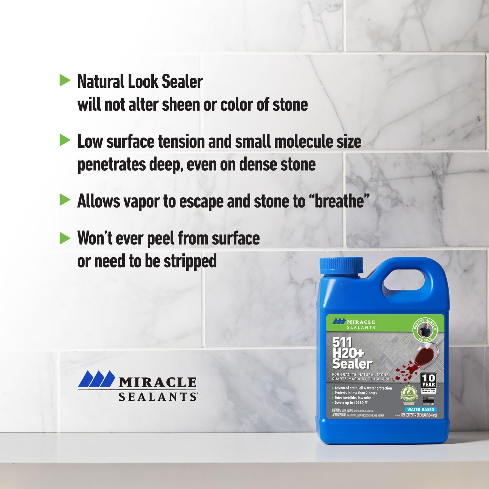511 H2O Plus Advanced Penetrating Sealer for Countertops, Stone, Tile & Grout…