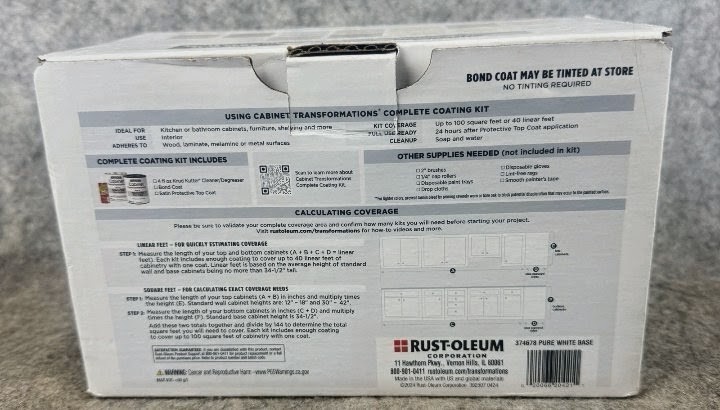 New Rust-Oleum Cabinet Transformation Complete Coating Kit Pure White Tint Base
