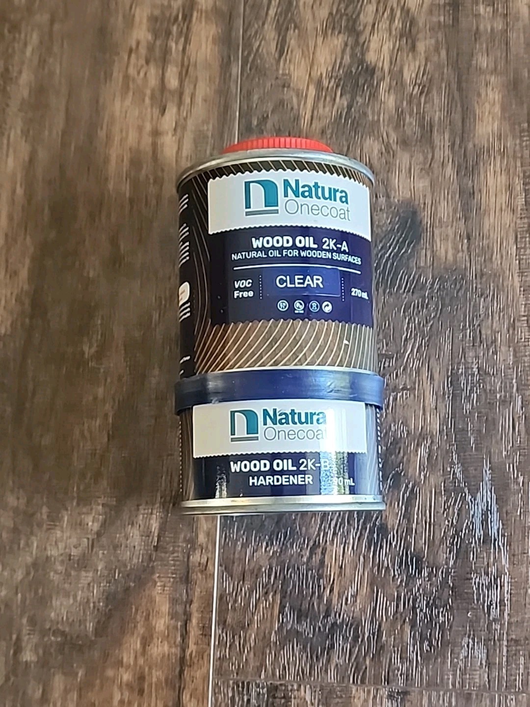 2 Component Wood Stain Oil, 360 mL (12.17 fl oz), Clear, Natura Onecoat 2K A-B