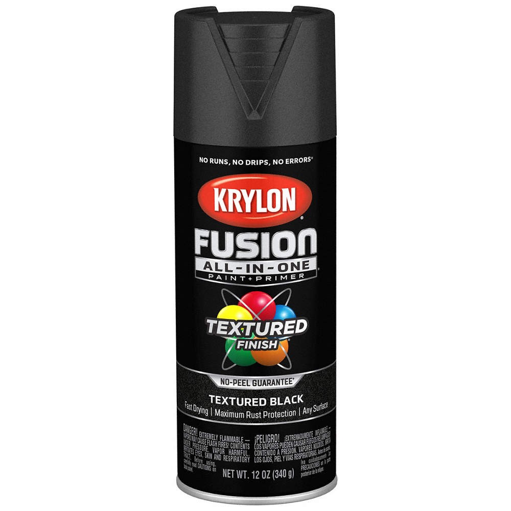 KRYLON K02776007 Textured Spray Paint,Black,12 oz. 55EG92