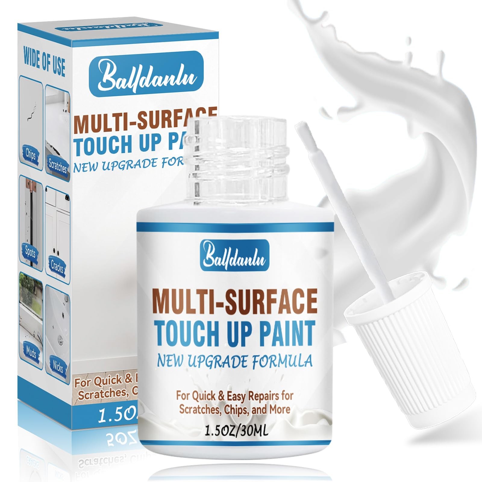White Touch Up Paint, Furniture Cabinets Wall PaintPen, Multi-Surface Touch U…