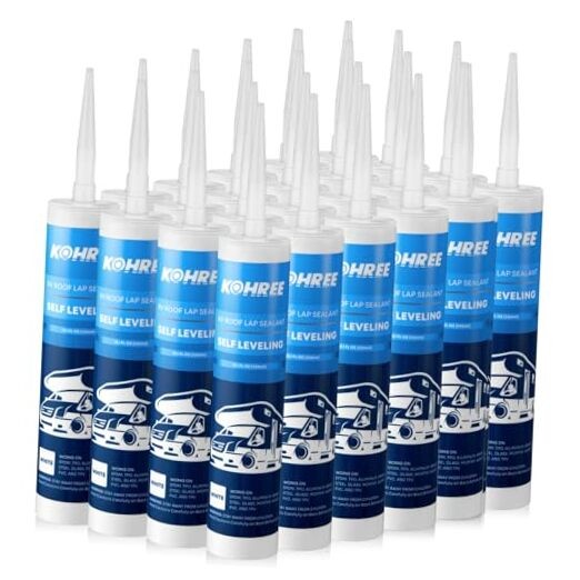 RV Roof Sealant Pack, Self-Leveling Lap Sealant White, RV Caulking Exterior 24