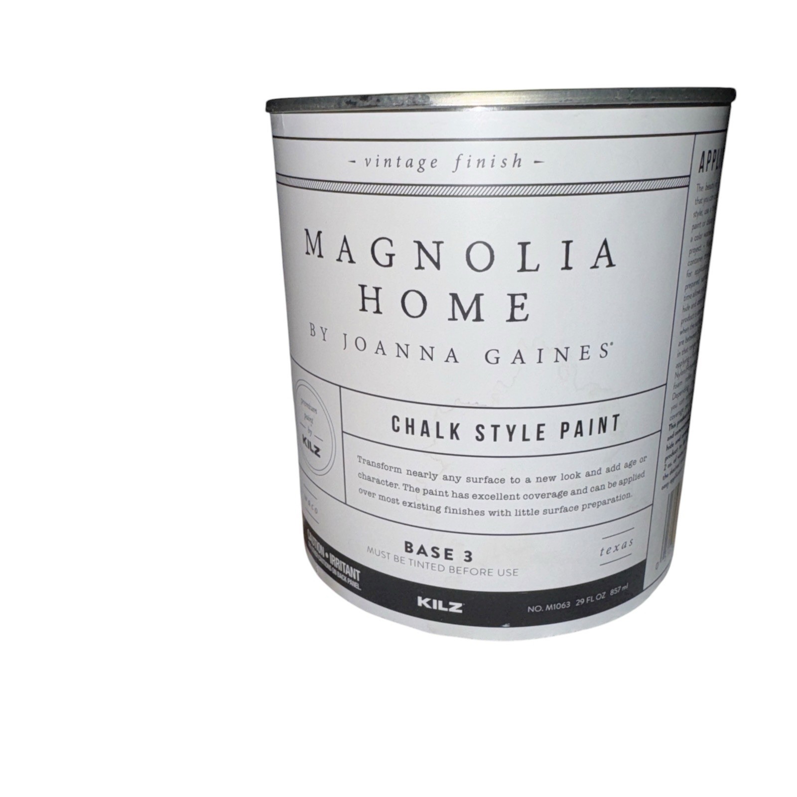 Magnolia Home By Joanna Gaines Chalk style paint 29 ounces Base 3 Black New