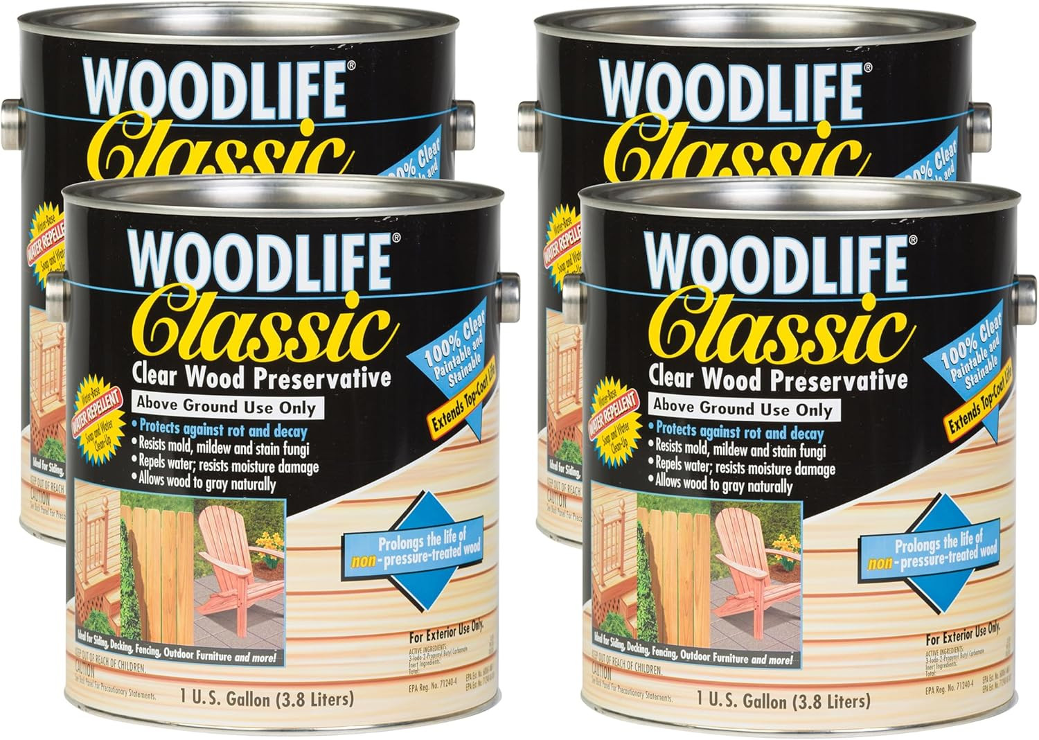 WOODLIFE Classic Clear Wood Preservative – 4 Gallon Pack for Superior Defense
