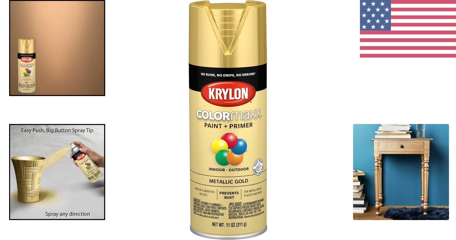Transform Your Crafts with Krylon COLORmaxx Metallic Gold Spray Paint, 11 Oz Can