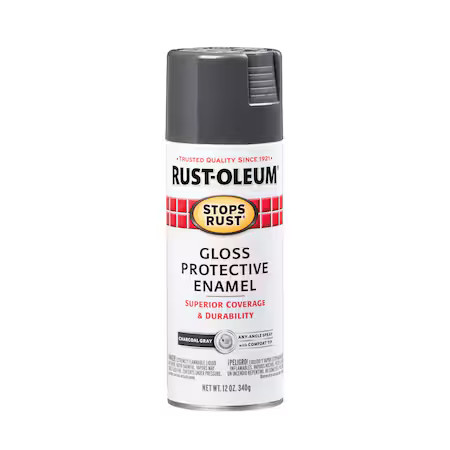 Rust-Oleum 7784830 Spray Paint, Charcoal Gray, Gloss, Solvent, 12 Oz