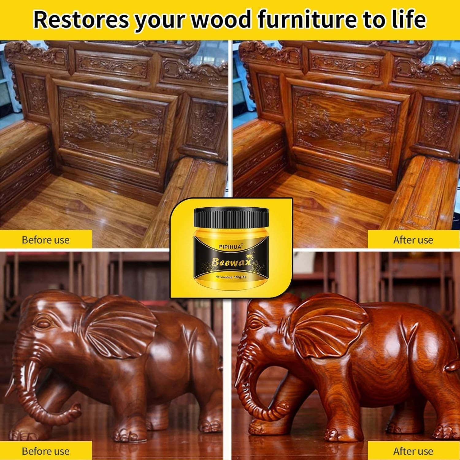 Eco-Friendly Beeswax Wood Conditioner & Polish – Restores & Protects Furniture