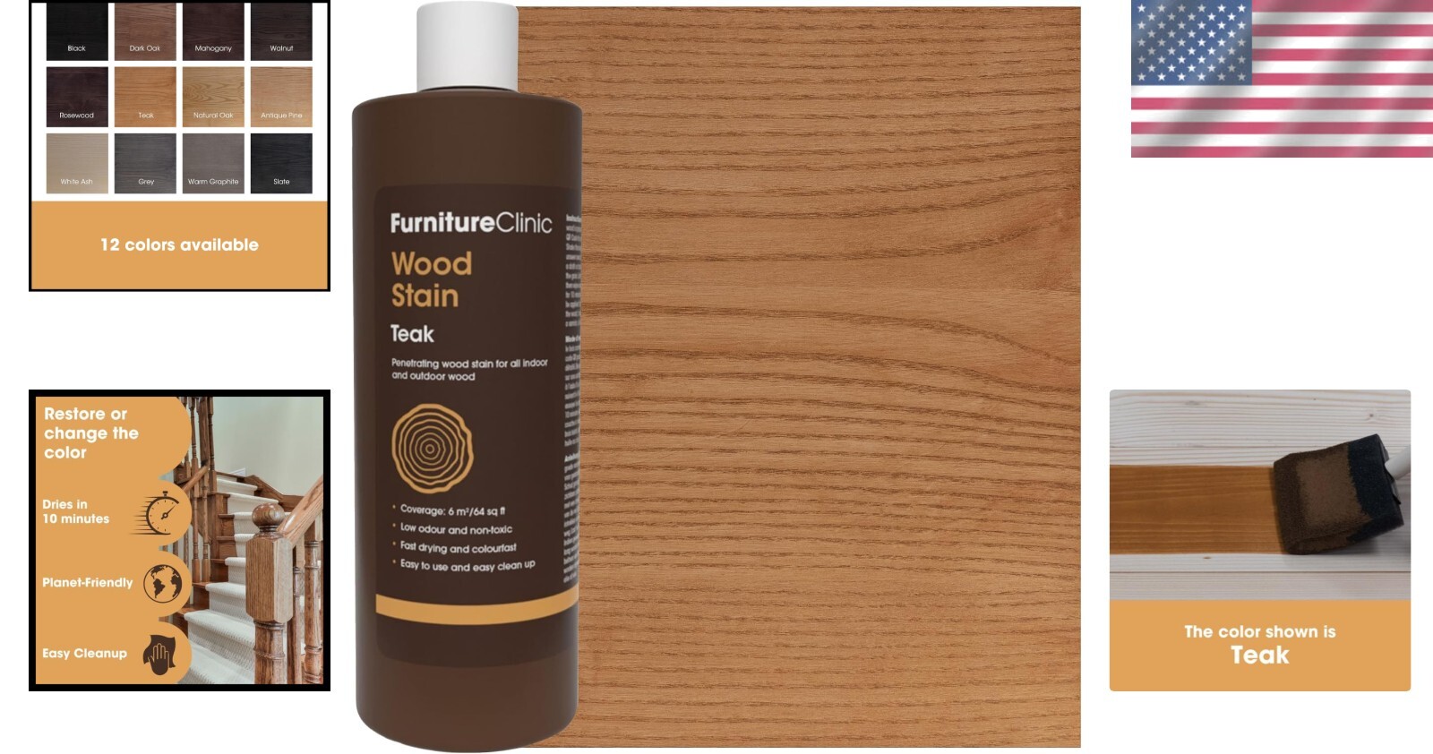 Eco-Friendly Fast Drying Teak Wood Stain for Indoor & Outdoor Use – 500ml